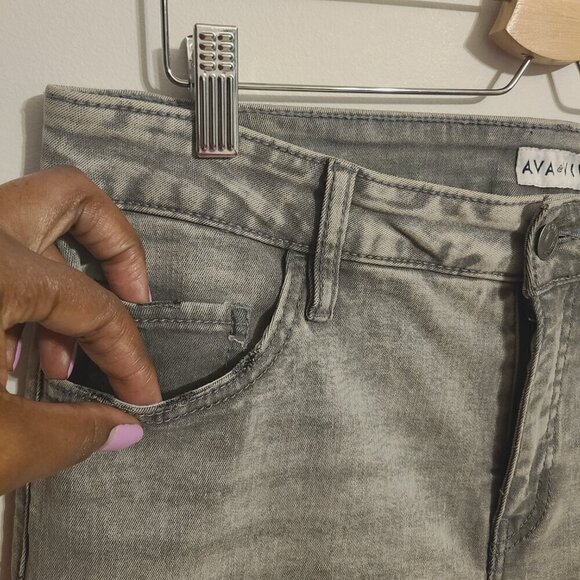 Ava & Viv | Women's Black Acid Washed Distressed Skinny Jeans (Size 14W) - Picture 5 of 15